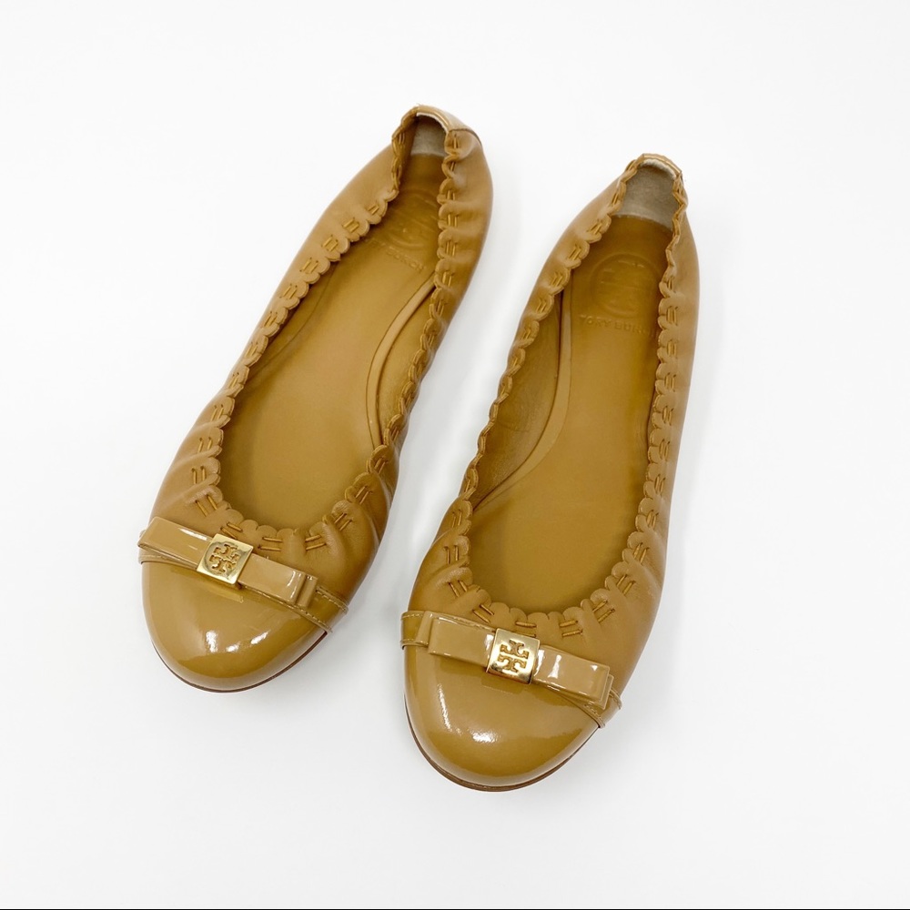 Tory Burch Romy Cap Toe Tan Ballet Flats Size 8